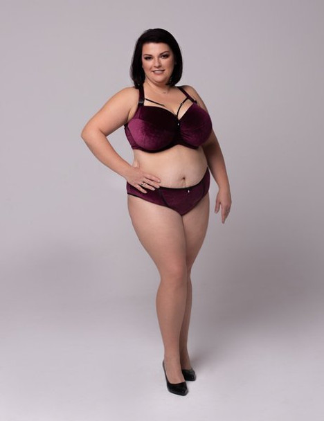 Emi Full Cup Strappy Bra in Purple Velvet
