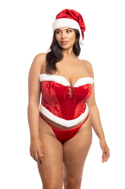 Holiday Vixen Santa's Hat in Red and Bright White