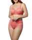 Stretch Lace Full Coverage Underwire Bra in Coral