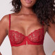 Red guipure lace unlined bra by Simone Perele