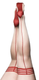 Whitney Back Seam Thigh Highs in Beige with Red