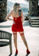 Whitney Back Seam Thigh Highs in Beige with Red