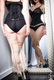 Ruby Cuban Heel Thigh Highs in Beige with Black