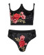 Applique Roses Underbust Bustier in Velvet Roses