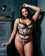 Embroidered Underwire Bustier in Black Butterflies