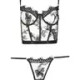 Embroidered G-String in Black Butterflies