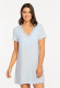 Lace Short Sleeve Nightshirt in Sky Blue Stripe FINAL SALE (50% Off)