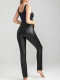 Faux Leather Shaping Bootcut Leggings in Black