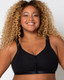 Cotton Luxe Front and Back Close Wireless Bra in Black Hue
