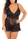 Valentine Soft Cup Babydoll with Lace in Black