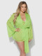 Shavon Lace & Chiffon Robe, Bralette & G-String 3pc Set in Lime Green