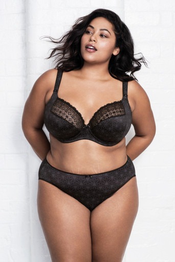 Elomi Kim Underwire Stretch Lace Plunge Bra in Black - Busted Bra Shop