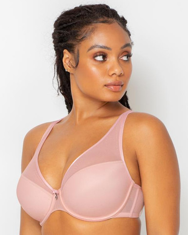 Sheer Mesh Full Coverage Unlined Underwire Bra - Blushing Rose – Curvy  Couture