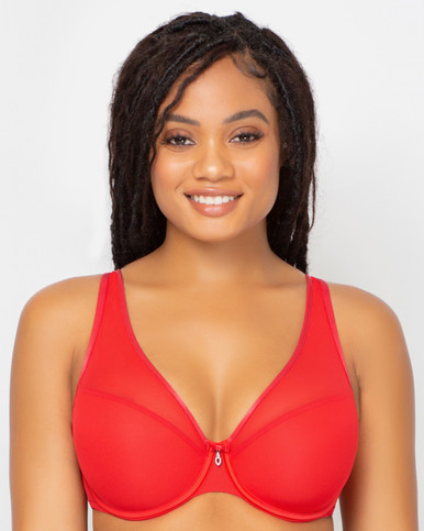 Curvy Couture Sheer Mesh Full Coverage Unlined Underwire Bra in Crantastic