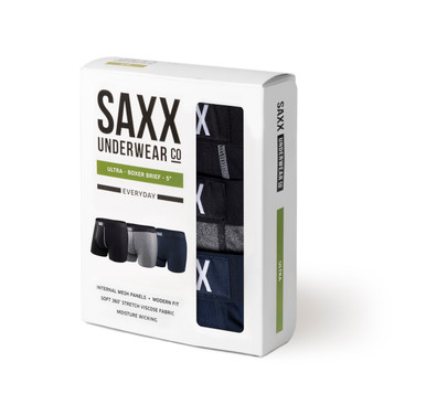 Saxx Ultra Boxer Brief 3 Pack BGN (Navy, Black, and Salt and