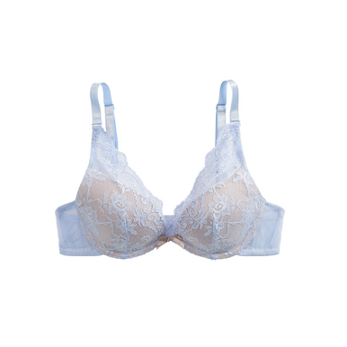 The Little Bra Company Lucia Deep Plunge Bra in Nude/Blue - Busted Bra Shop