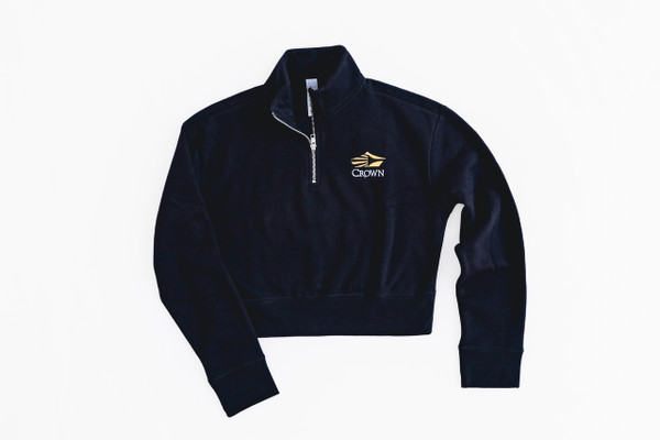 Ladies Cropped Quarter Zip (Black)