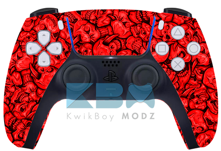 Custom Red Insanity Skulls DualSense PS5 Controller