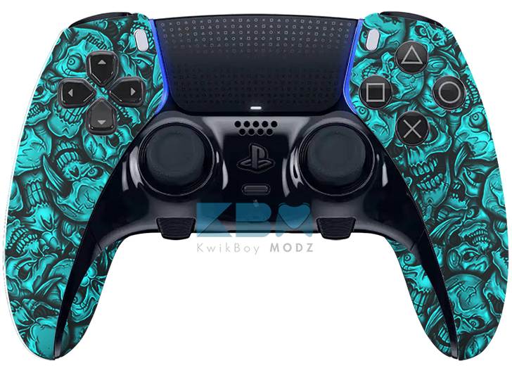 Tiffany Blue Insanity Skulls Custom PS5 Edge Pro Controller