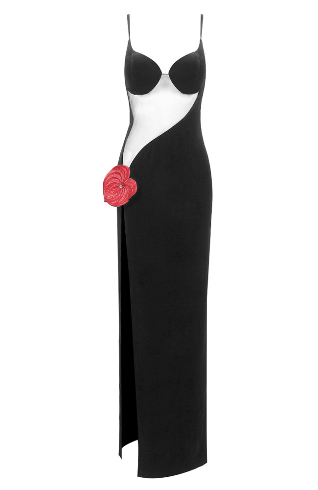 Long sleeve velvet mesh solid zip-up maxi dress