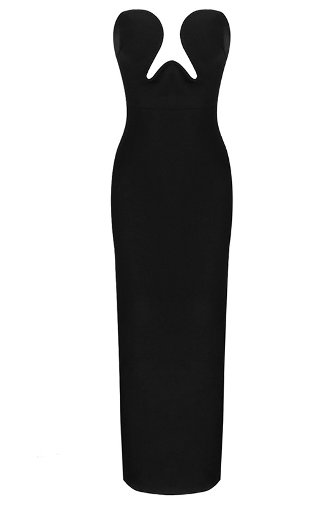 Long Black Cady Bustier Dress