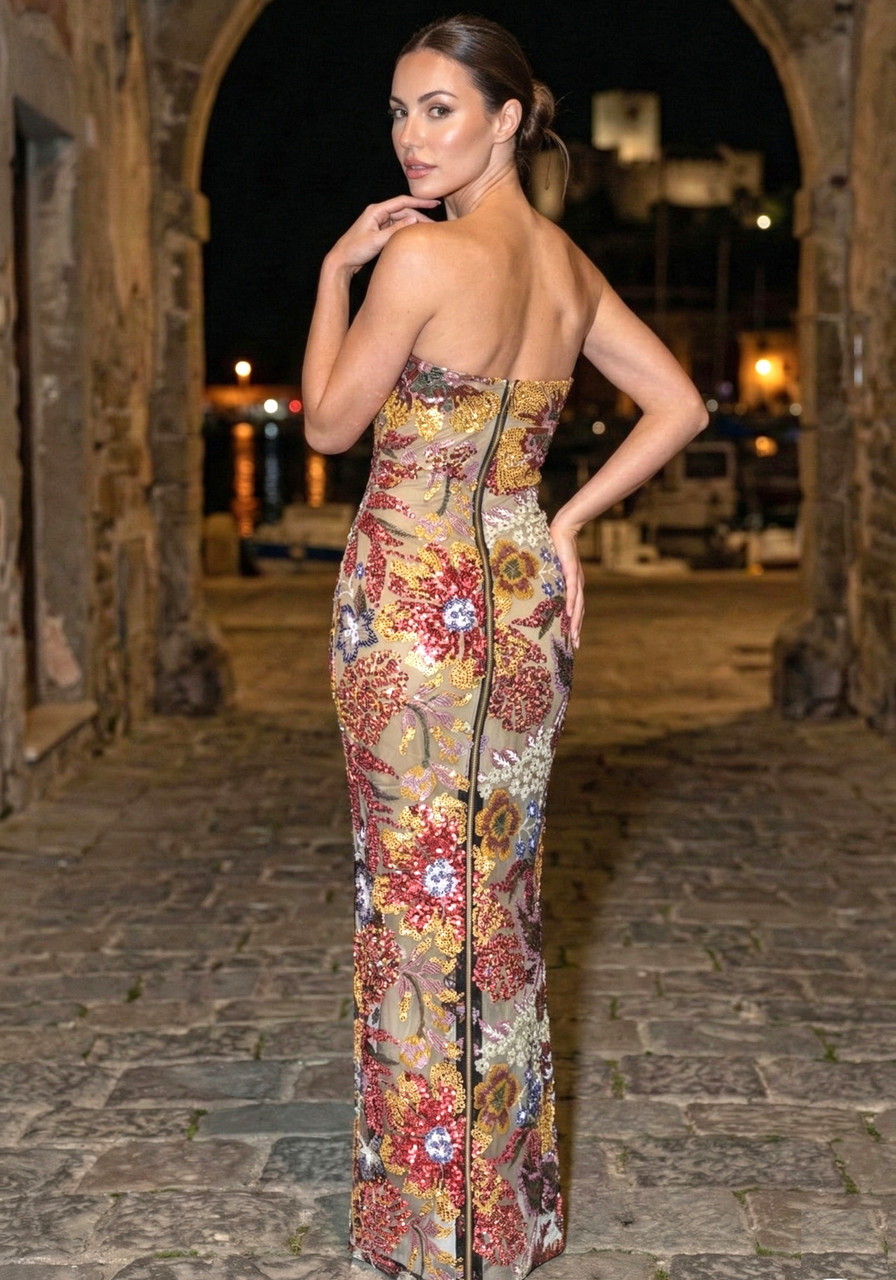 chinese dress ladies Baltic Born Womens Muse Sequin Maxi Dress | Rose Gold