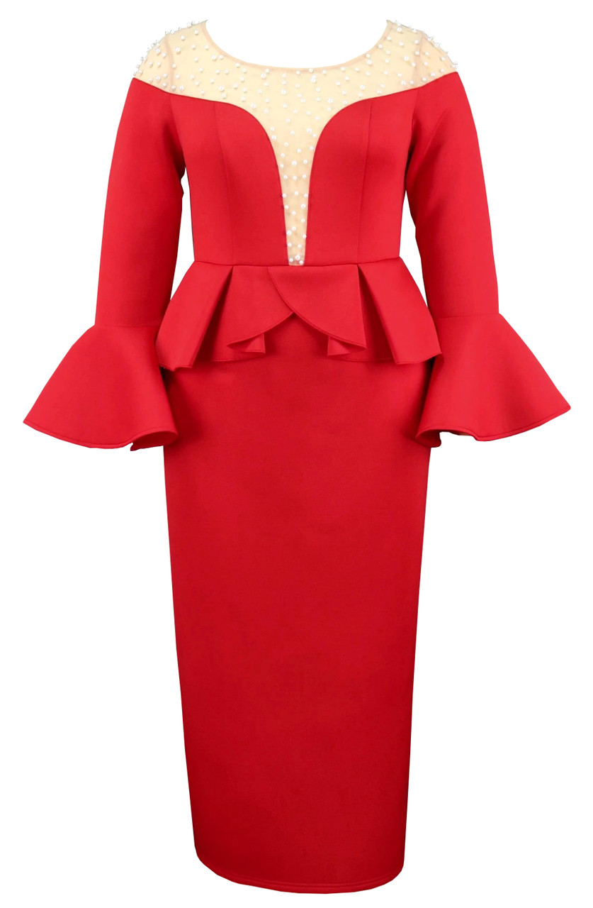 Red Plus Size Peplum Dress  Plus size peplum dress, Peplum dress, Plus size  cocktail dresses