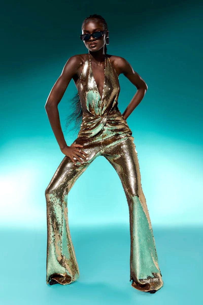 Womens Jumpsuit Gold Sequin Jumpsuit Plus Size Womens Jumpsuit