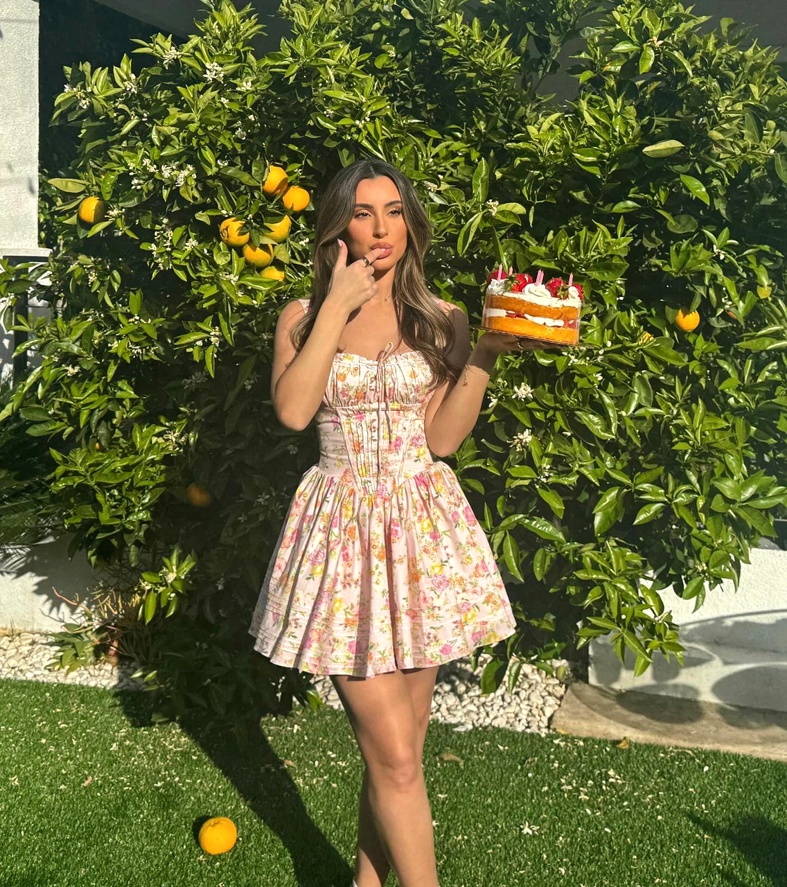 Floral Bustier A Line Dress Pink - Luxe Floral Dresses and