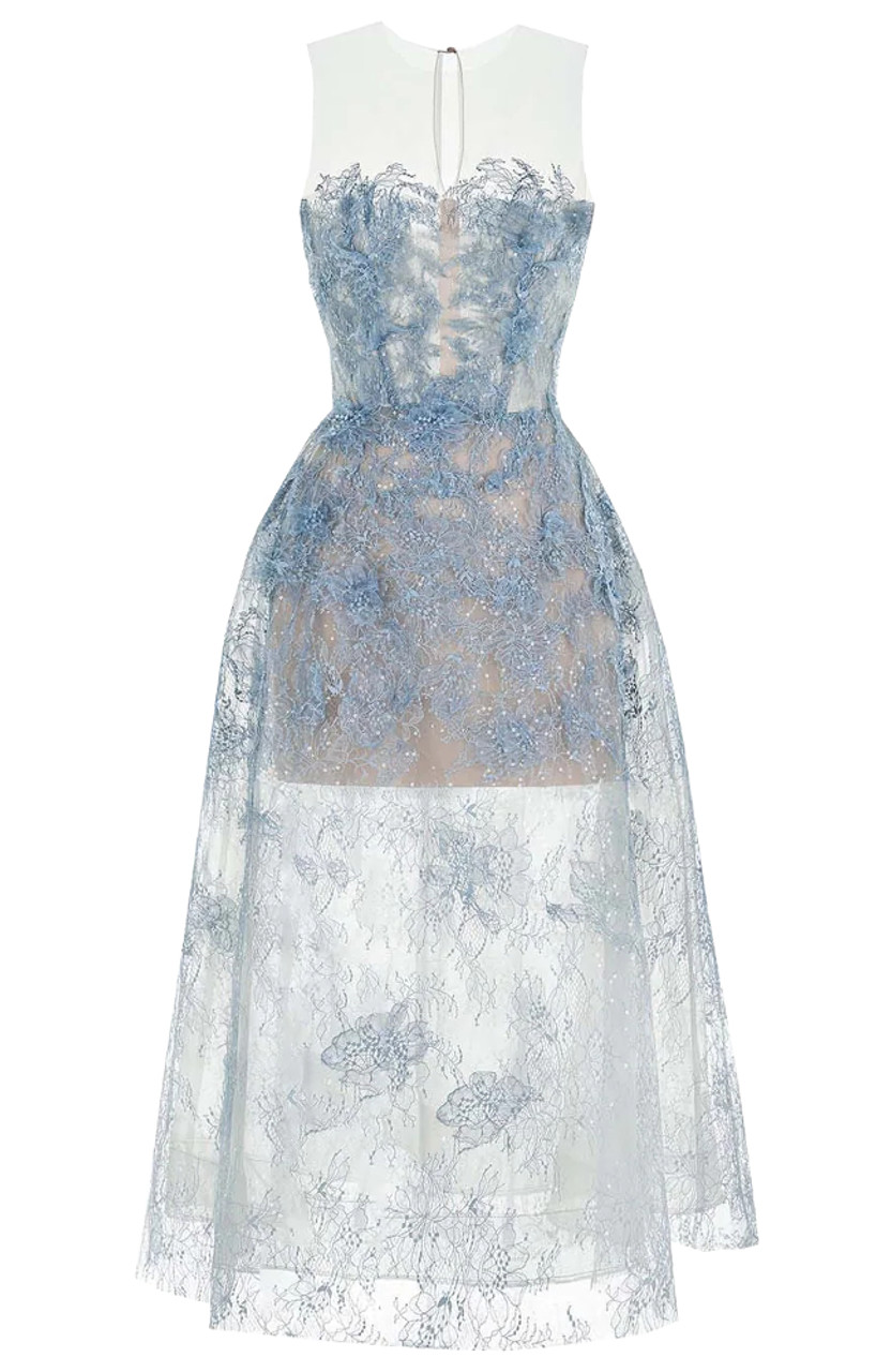 ワンピース Lace Trimmed Floral Dress powder blue M Amazon.com: EFOGEP Women Floral Corset Dress, Boho Summer