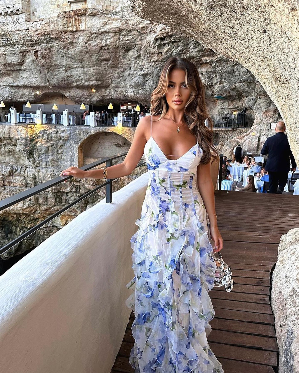 Blue Ruffle Maxi Dress Floral Ruffle Maxi Dress Blue