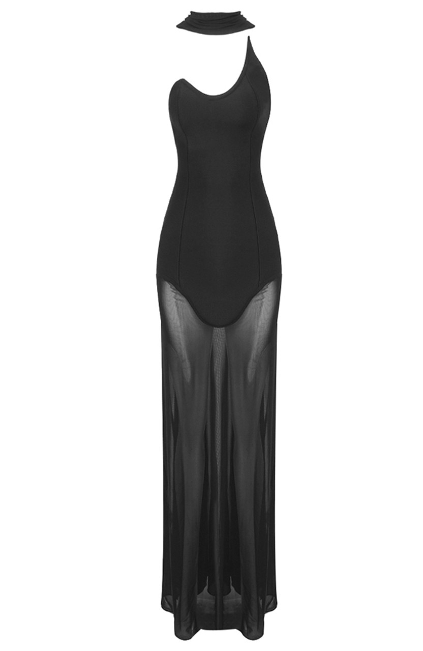【美品】sheer puff long dress BLACK SHEER MAXI DRESS - BLACK | COS