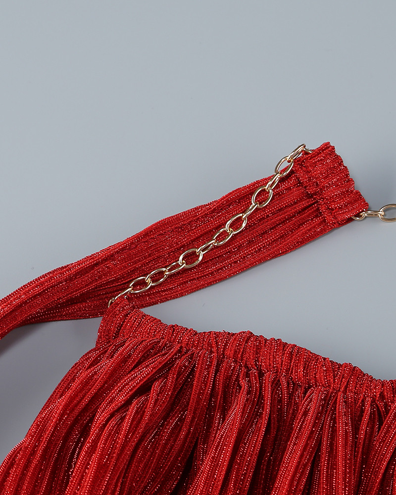 新品　maisoncelon pleated halter maxi dress Shimmering Sea Pleated Halter Maxi Dress Orange | Hello Molly US