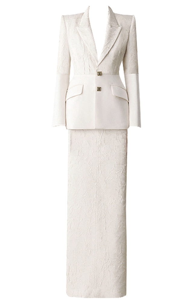 Long Sleeve Floral Midi Two Piece Set Ivory Luxe Two Piece Sets