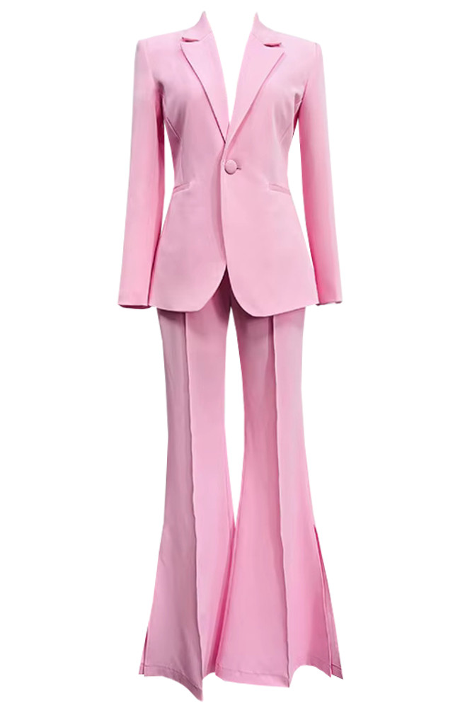 Long Sleeve Flared Suit Pink - Main Image