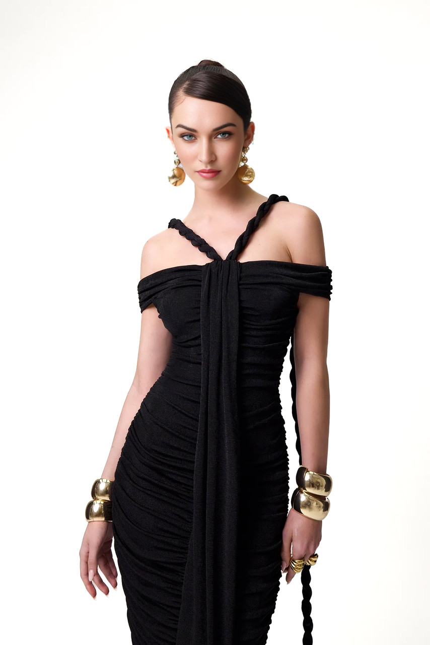 knee length dresses for ladies Pearson | Bardot Ruched Maxi Dress