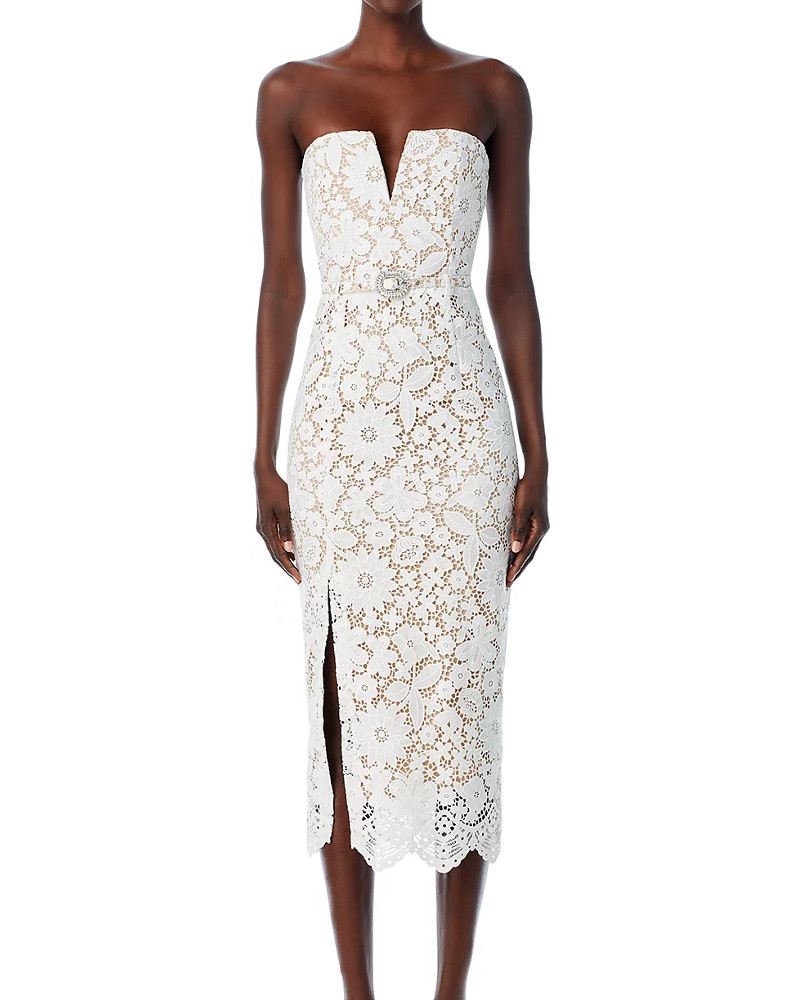 white christmas dresses Guizio Strapless Crochet Dress Black / S main image 1
