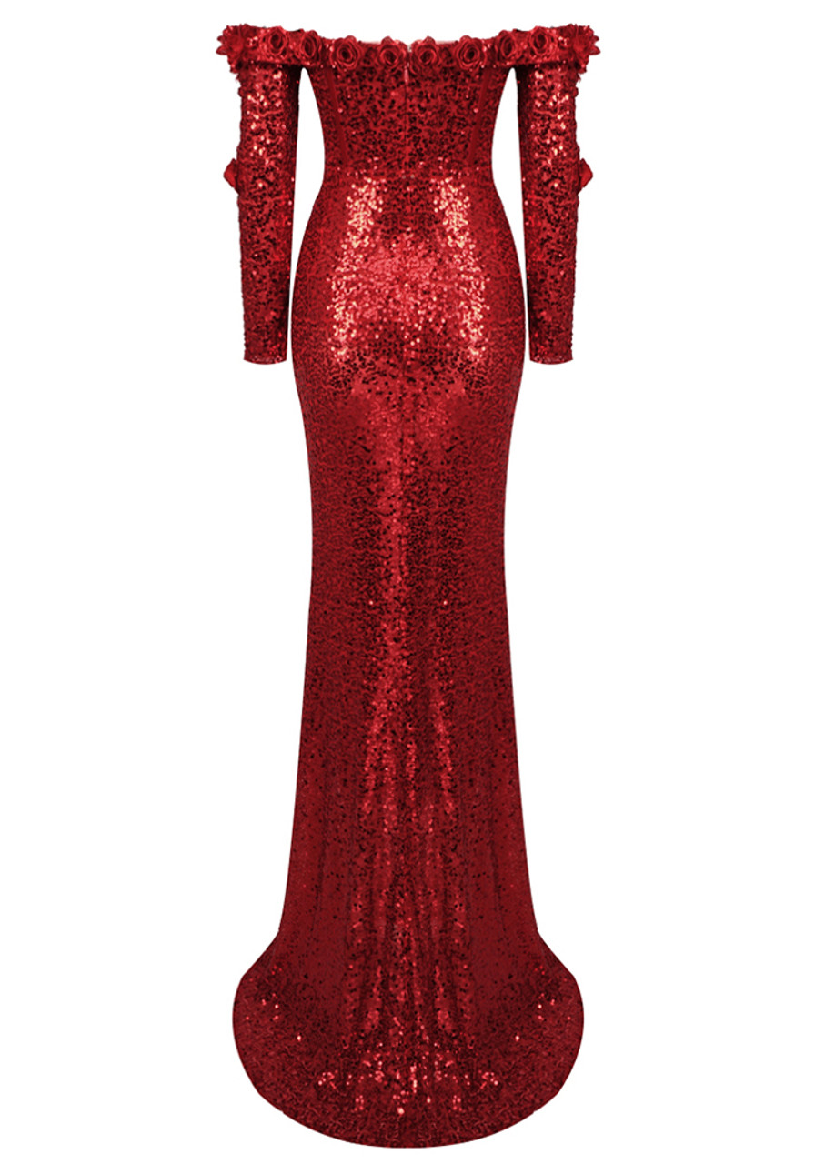 ワンピース RED CARPET DRESS IN LUREX JERSEY WITH EMBROIDERED FLOWER Red Carpet dress made of lurex jersey fabric with