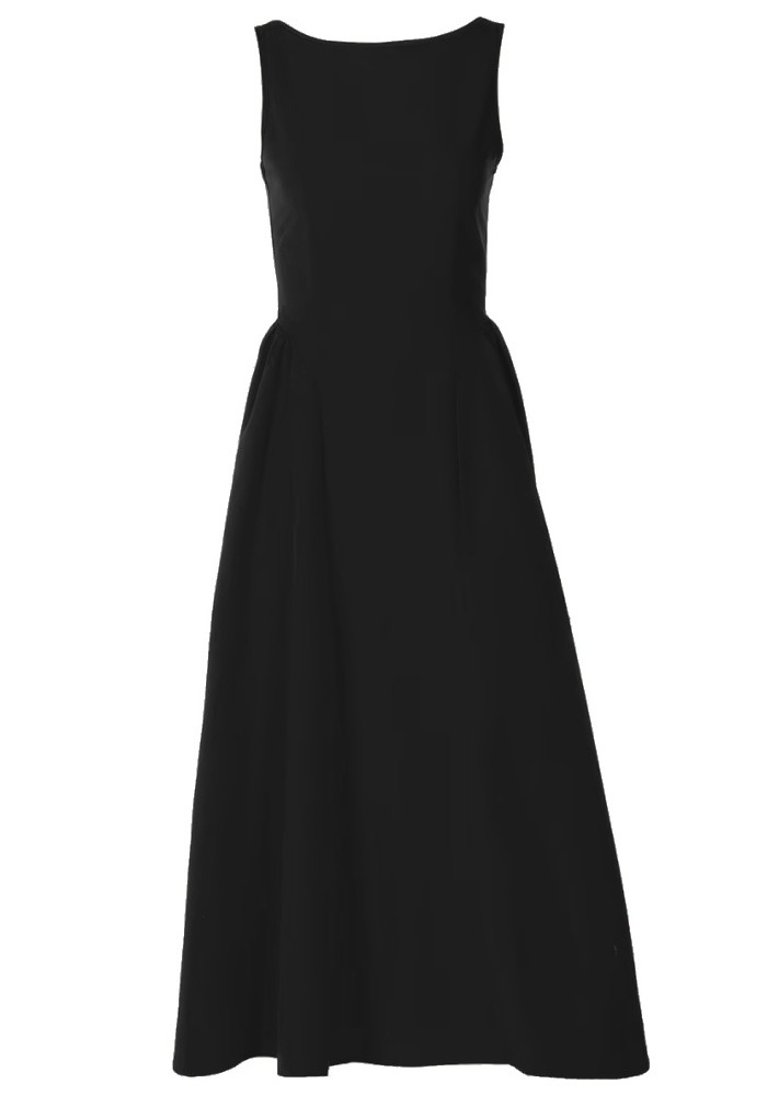 navy blue dress for baby girl Farm Rio Sleeveless Sweetheart Linen A-Line Midi Dress main image 1