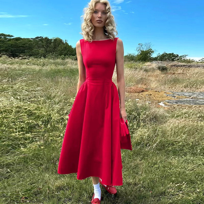 knee length dresses for ladies Red Saoirse Midi Dress | Elegant Floral Jacquard main image 0