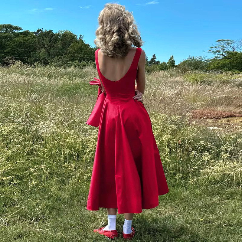 Midi Dress Red Spring Dress A Line Midi Dress Red Luxe Midi