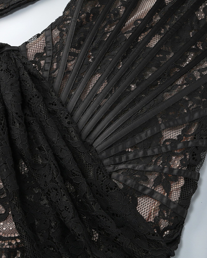 Long Sleeve Lace Insert Corset Dress Black - Luxe Corset Dresses and Luxe Party Dresses Long Sleeve Lace Insert Corset Dress Black - Luxe Corset Dresses and Luxe Party Dresses