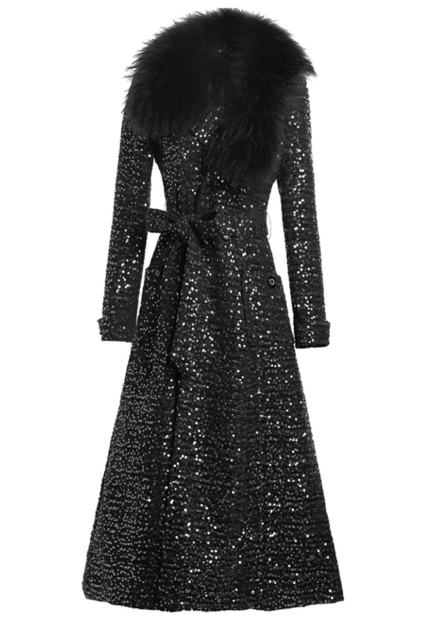 S / île(シール)sheet dress coat Madeline Pearl White Feather Trim Blazer Dress