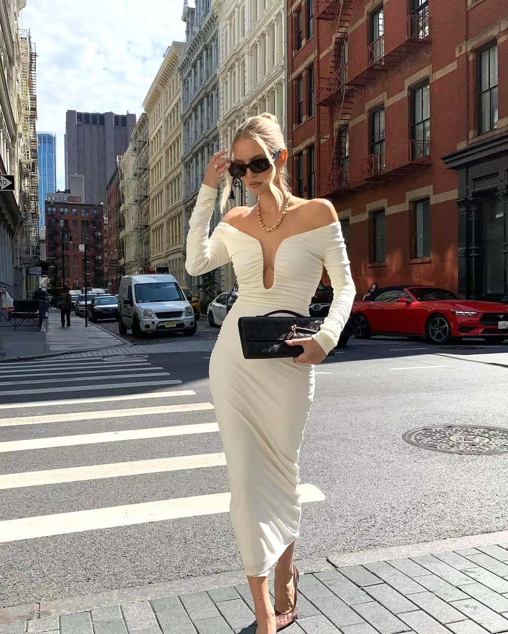 White Bardot Dress Long Sleeve Top White Bardot Long Sleeve Dress Sale