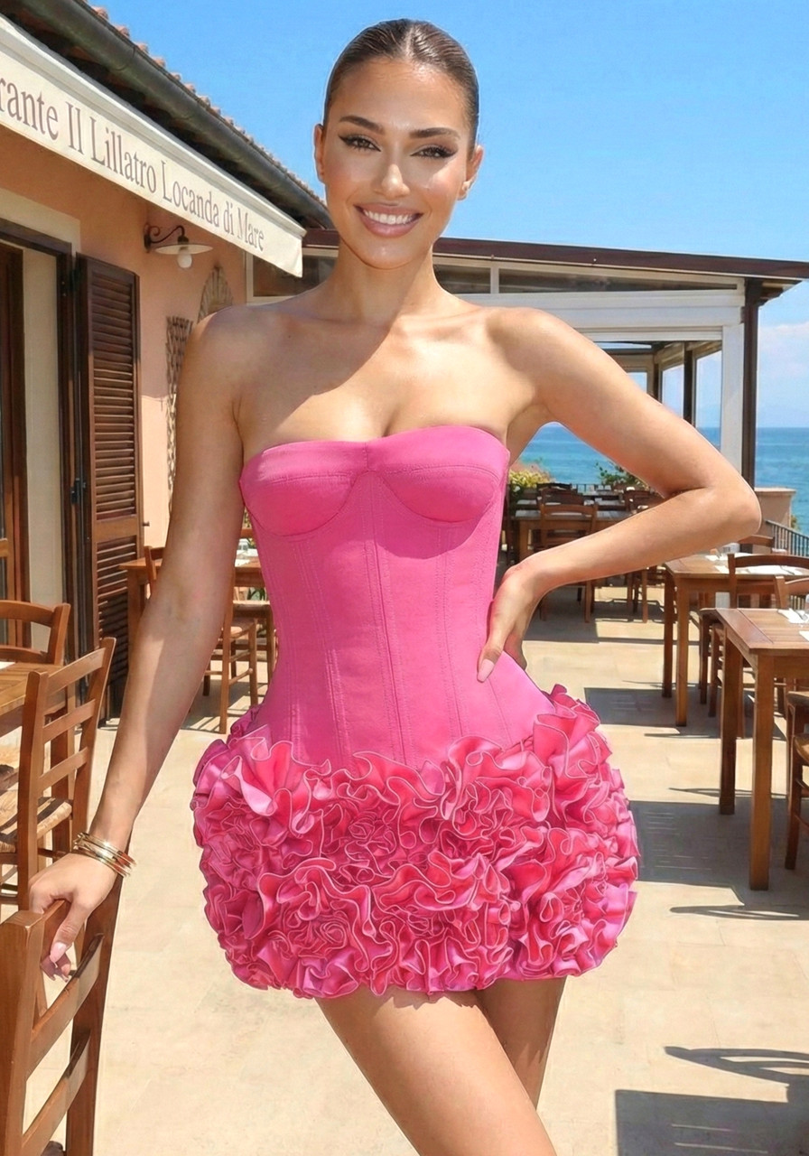 strapless open back dress Baby Pink Drape Dress XXXL main image 1
