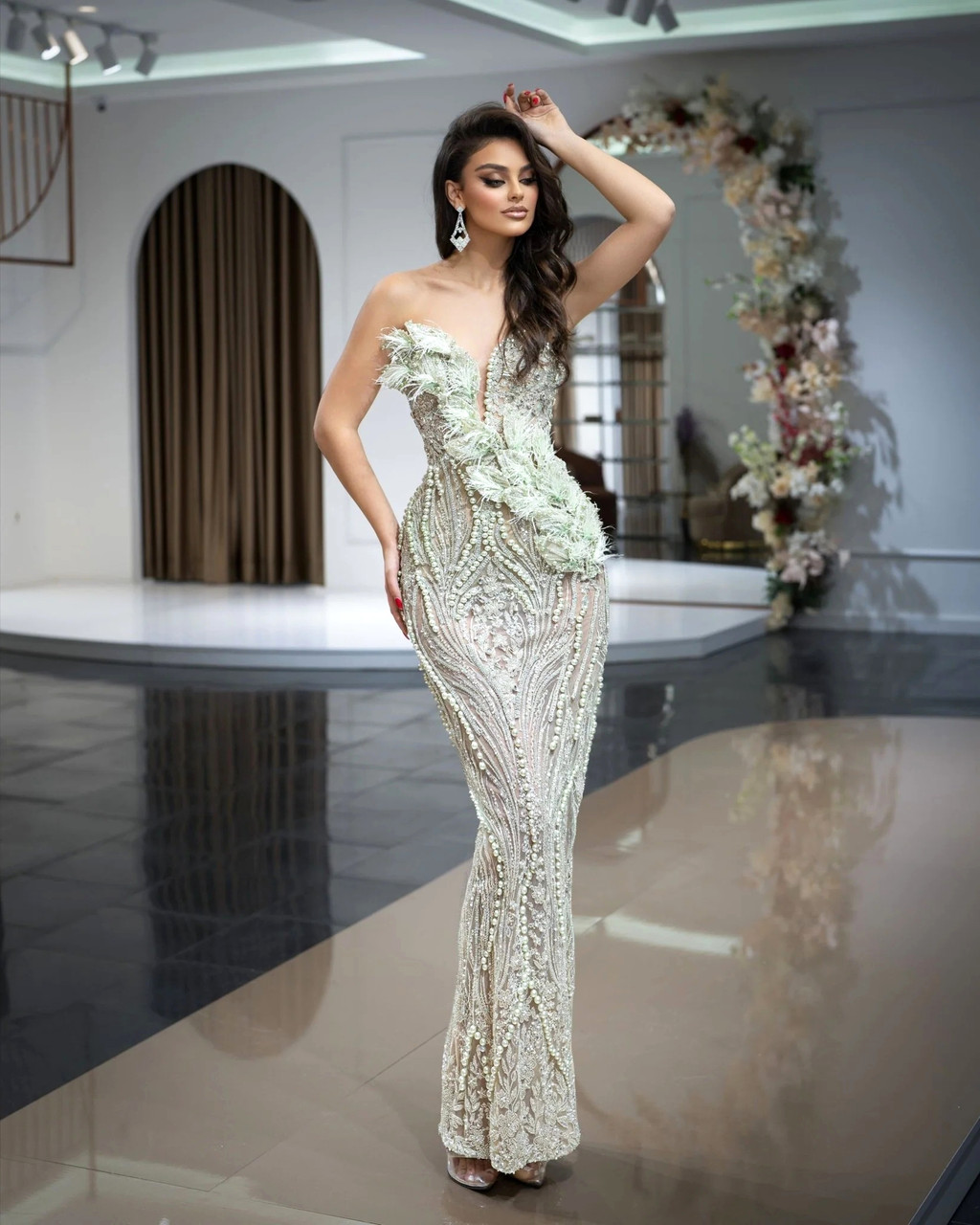 chinese dress ladies Emerald Waters Strapless Maxi Dress by 75 Jade / L by 75 Degrees and Fuzzy main image 0
