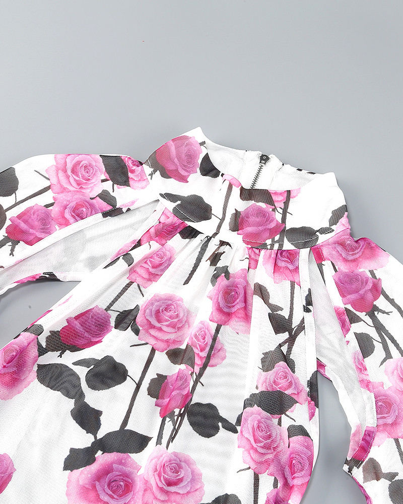 Long Sleeve Floral Backless Dress Pink - Luxe Floral Dresses and Luxe Party  Dresses