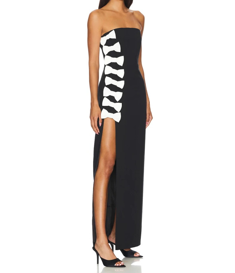 chinese dress ladies Black & White Bow Printed Maxi Dress  Confetti Boutique