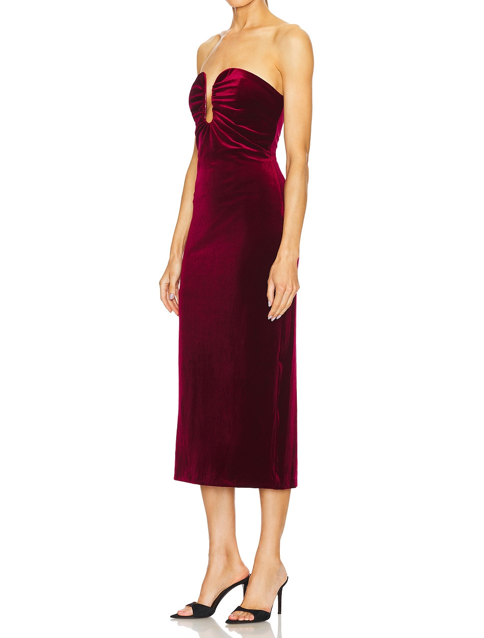 burgundy men's dress shoes sale Thigh High Slit Sleeveless Velvet Bodycon Party Dress for Women – Boots N  Bags Heaven main image 1