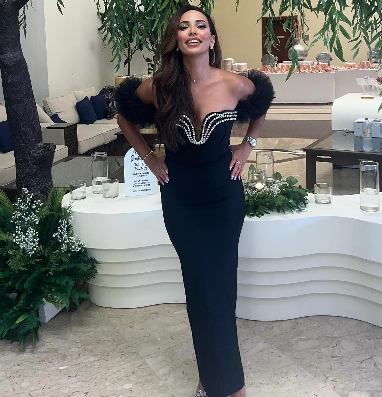 bardot black ruffle dress Goddiva – Bardot Ruffle Sleeve Maxi Dress – Ball gowns – Black main image 1